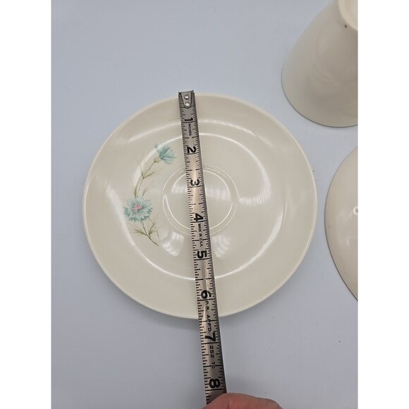 Taylor Smith  BOUTONNIERE Aqua Blue Floral  Coffee Cup & 2 Saucers NICE - Picture 4 of 8